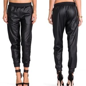 Faux leather joggers